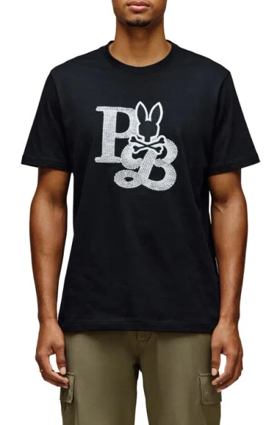 Psycho Bunny Caine Embroidered Pima Cotton T-shirt In Black