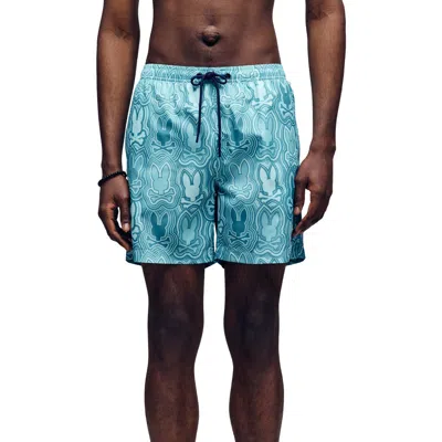 Psycho Bunny Chuck Bunny Print Swim Trunks