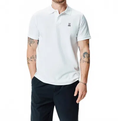 Psycho Bunny Classic Pique Polo Shirt In White In Blue