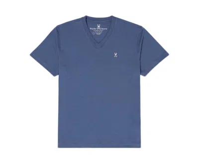 Psycho Bunny Classic V-neck Mineral Blue Men's Tee Shirt B6u100j1pc-min