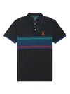 Psycho Bunny Corby Stripe Polo Black B6k202q1pb-blk In Black