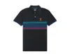 Psycho Bunny Corby Stripe Polo Black B6k202q1pb-blk In Black