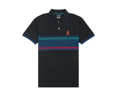 Psycho Bunny Corby Stripe Polo Black B6k202q1pb-blk