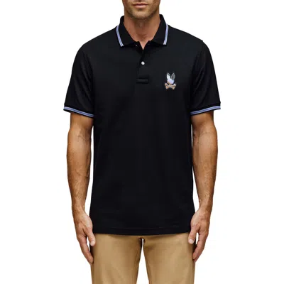 Psycho Bunny Dante Tipped Pima Cotton Piqué Polo In Black