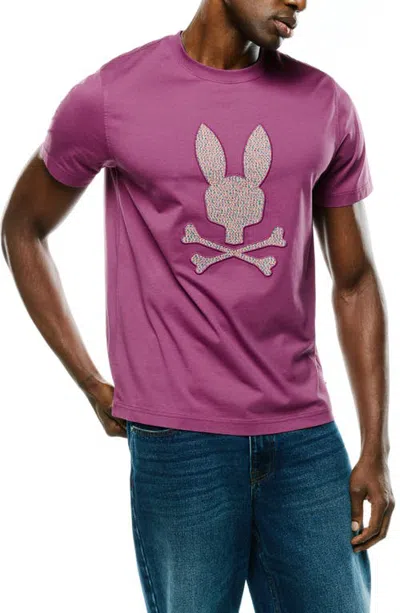 Psycho Bunny Darcy Embroidered Cotton T-shirt In Grape Kiss