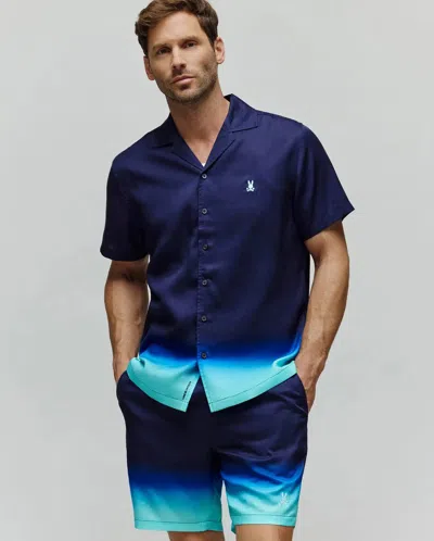 Psycho Bunny Dax Tencel Shirt In Turqouise To Blue In Multi
