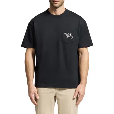 Psycho Bunny Desert Relaxed Fit Embroidered Heavyweight Pocket T-shirt In Black