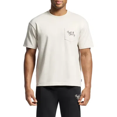 Psycho Bunny Desert Relaxed Fit Embroidered Heavyweight Pocket T-shirt In Natural Linen