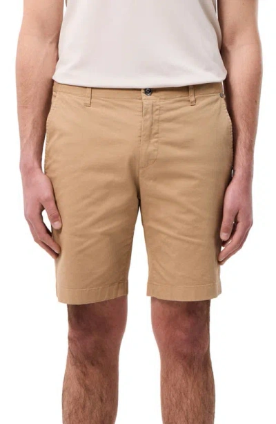 Psycho Bunny Diego Flat Front Stretch Cotton Chino Shorts In Tannin