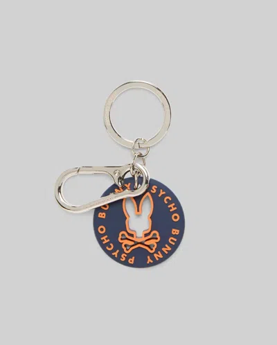 Psycho Bunny Disc Bunny Keychain In 400 Navy