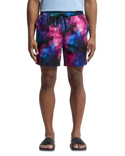 Psycho Bunny Dokos Printed 5.75 Swim Trunks In Black