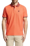 Psycho Bunny Evandale Tipped Piqué Polo In Hot Coral