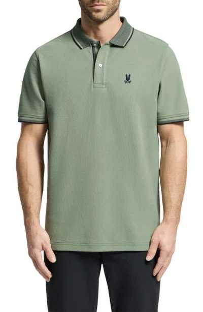 Psycho Bunny Evandale Tipped Piqué Polo In Sea Spray
