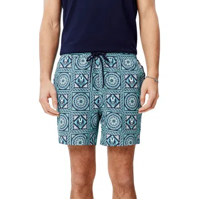 Psycho Bunny Frank All Over Swim Trunks In Blue