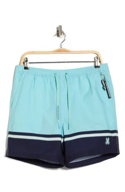 Psycho Bunny Hanks Colorblock Swim Trunks In Blue