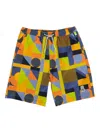 Psycho Bunny Henry Deco Geometric-print Swim Shorts In Blue