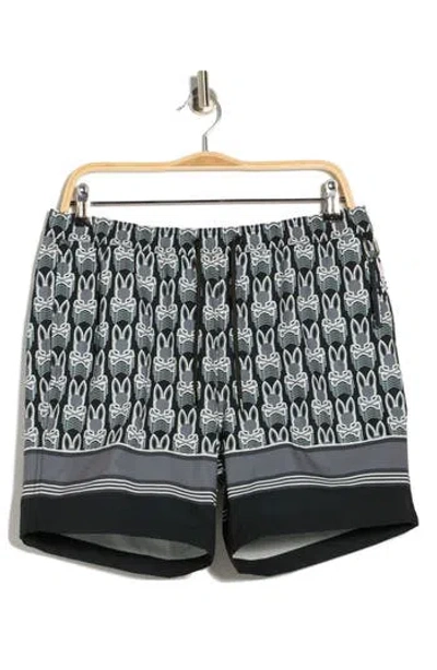 Psycho Bunny Jake Print Swim Trunks In Black