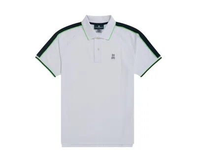 Psycho Bunny Jayden Stripe Sport Polo White/navy Men's Shirt B6k165s1pb-wht