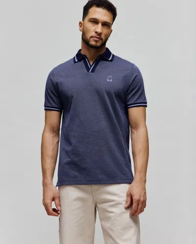 Psycho Bunny Josiah Johnny Collar Jacquard Polo In Blue