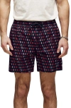 Psycho Bunny Ken Allover Print Swim Trunks In Black
