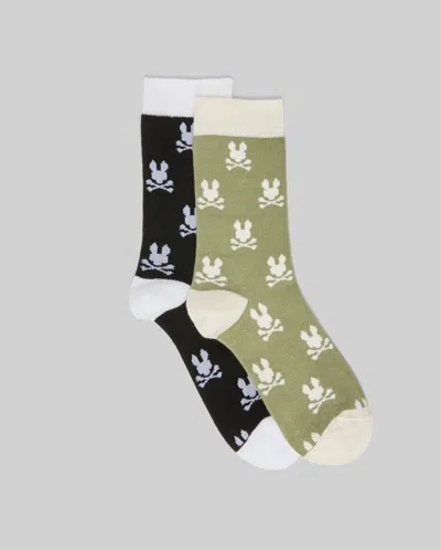 Psycho Bunny Kids 2 Pack All Over Bunny Dress Sock In Multi
