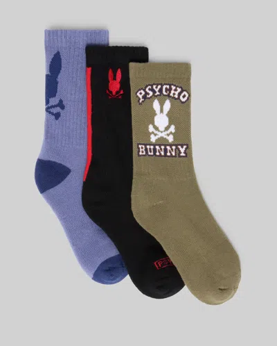 Psycho Bunny Kids 3 Pack Sport Sock In Multi