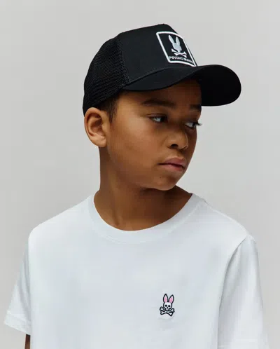 Psycho Bunny Kids Adamo Trucker Cap In Black