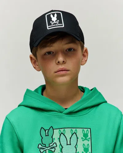 Psycho Bunny Kids Adamo Trucker Cap In Blue