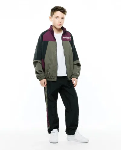 Psycho Bunny Kids Alder Nylon Colorblock Jacket In 001 Black