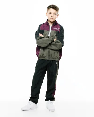 Psycho Bunny Kids Alder Nylon Colorblock Pants In Black