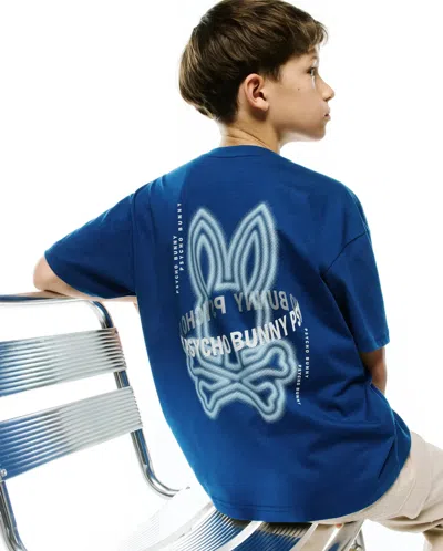 Psycho Bunny Kids Alex Graphic Tee In Blue