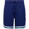 Psycho Bunny Kids' Basil Taped Drawstring Shorts In Blue