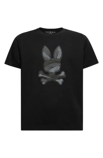 Psycho Bunny Kids' Baxter Textured Graphic T-shirt In Black
