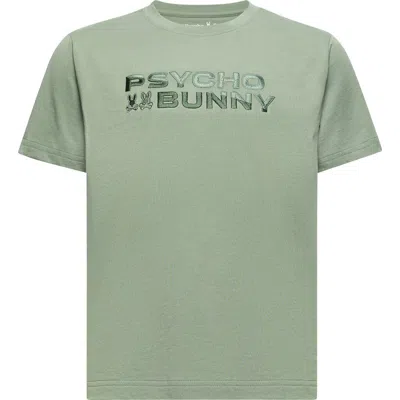 Psycho Bunny Kids' Berni Embroidered Cotton Graphic T-shirt In Green
