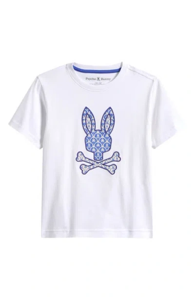 Psycho Bunny Kids' Brad Embroidered Appliqué Pima Cotton T-shirt In White