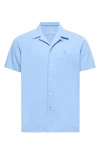 Psycho Bunny Kids' Bryan Pima Cotton Blend Camp Shirt In Blue