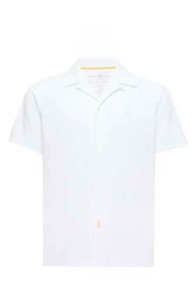 Psycho Bunny Kids' Bryan Pima Cotton Blend Camp Shirt In White
