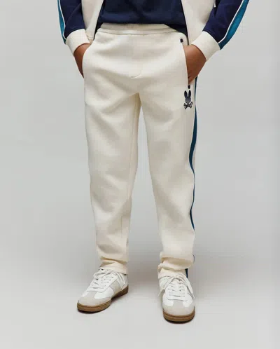 Psycho Bunny Kids Caspian Contrast Stripe Track Pant In White