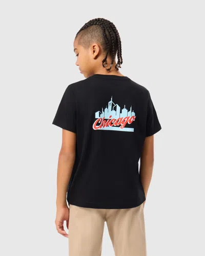 Psycho Bunny Kids Chicago City Tee In Black