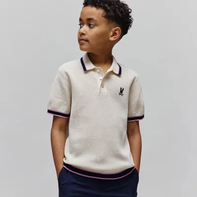 Psycho Bunny Kids Dax Knit Polo In Neutral