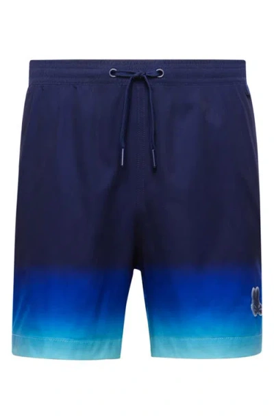 Psycho Bunny Kids' Dax Ombré Swim Trunks In Blue
