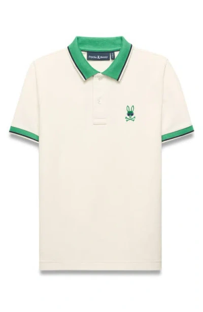 Psycho Bunny Kids' Devin Pima Cotton Piqué Polo In White