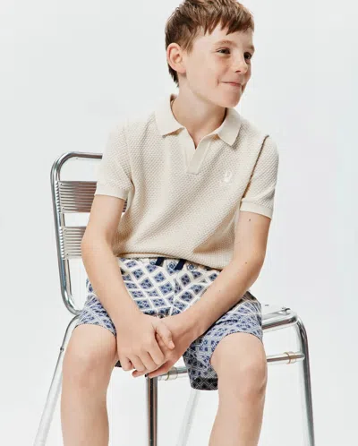 Psycho Bunny Kids Devon Knit Polo In Neutral