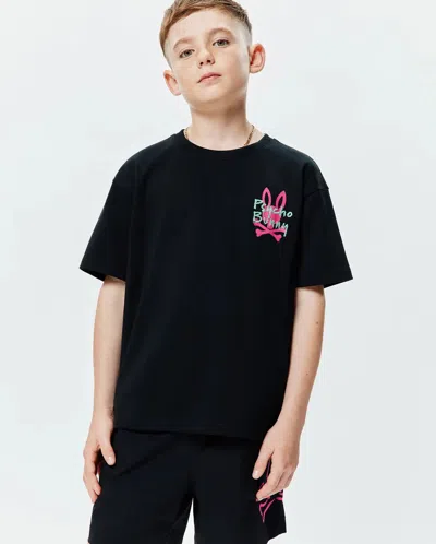 Psycho Bunny Kids Duncan Oversized Tee In Black