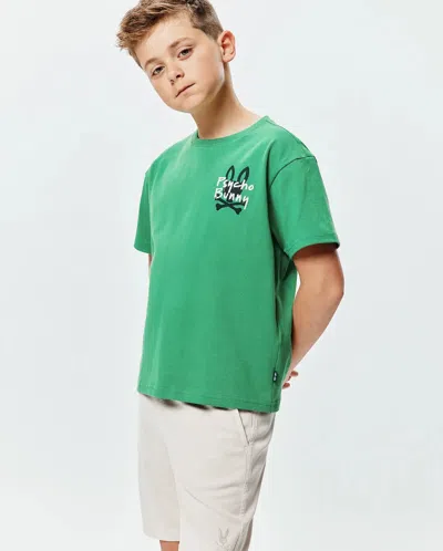 Psycho Bunny Kids Duncan Oversized Tee In Green