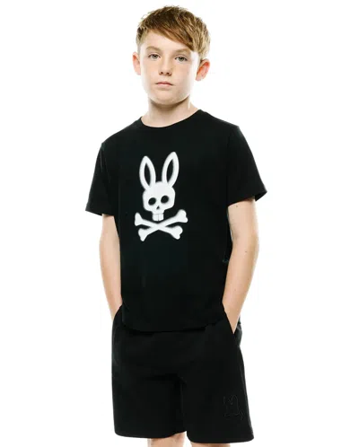Psycho Bunny Kids Emmanuel Graphic Tee In Black