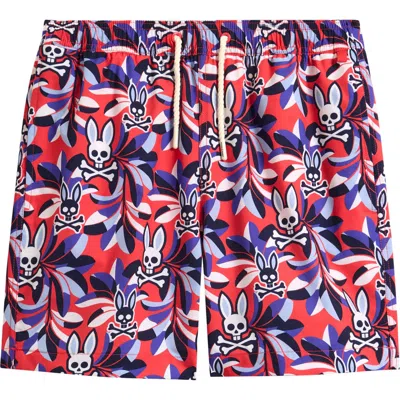 Psycho Bunny Kids' Florian Swim Trunks In Pattern