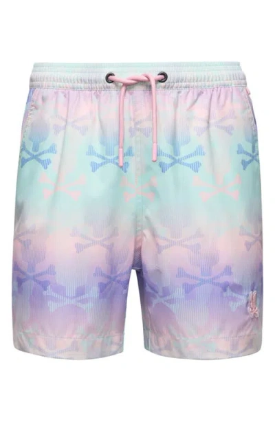 Psycho Bunny Unisex Kids Forster Bunny Printed Swim Trunks - Little Kid, Big Kid In Lavender Gray
