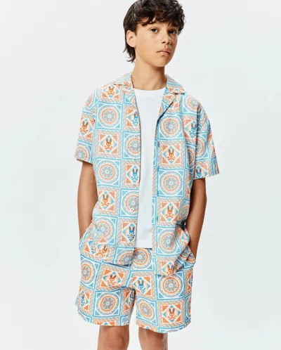 Psycho Bunny Kids Frank Tencel Shirt In Multi
