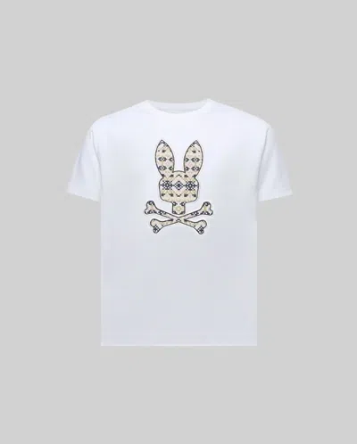 Psycho Bunny Kids Indigo Fair Isle Graphic Tee In White